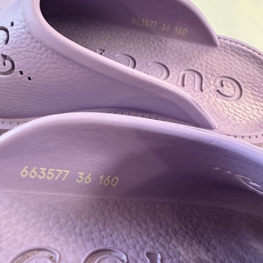 Gucci Lavender Purple Perforated GG Clog Mules - Picture 5 of 9